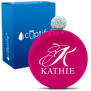 Personalized Script Initial and Name 5oz Rhinestone Flask