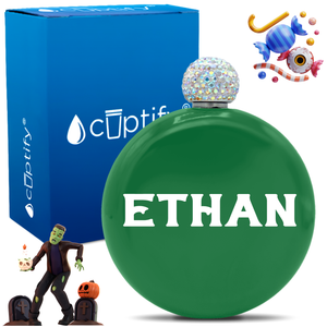 Personalized Grim Halloween Font 5oz Rhinestone Flask