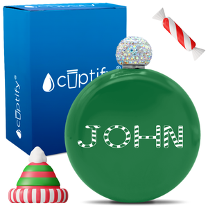 Personalized Candy Canes Christmas Font 5oz Rhinestone Flask