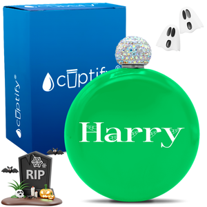 Personalized Wicked Halloween Font 5oz Rhinestone Flask