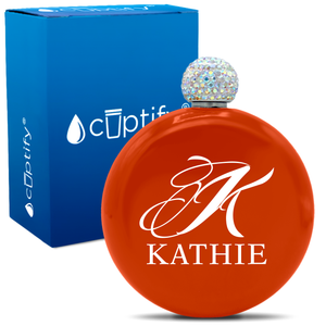 Personalized Script Initial and Name 5oz Rhinestone Flask