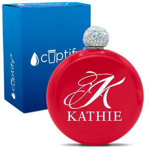 Personalized Script Initial and Name 5oz Rhinestone Flask