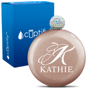 Personalized Script Initial and Name 5oz Rhinestone Flask