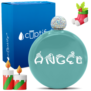 Personalized Elfen Christmas Font 5oz Rhinestone Flask