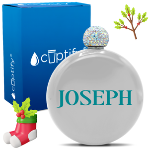 Personalized Merry Christmas Font 5oz Rhinestone Flask