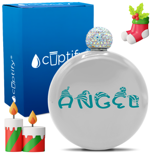 Personalized Elfen Christmas Font 5oz Rhinestone Flask