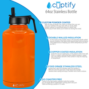 Orange Bright Gloss 64oz Wide Mouth Water Bottle