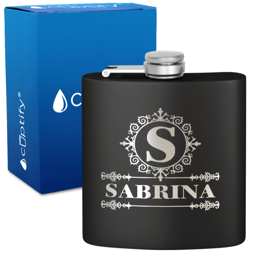 Personalized Ultramodern Initial and Name 6oz Hip Flask