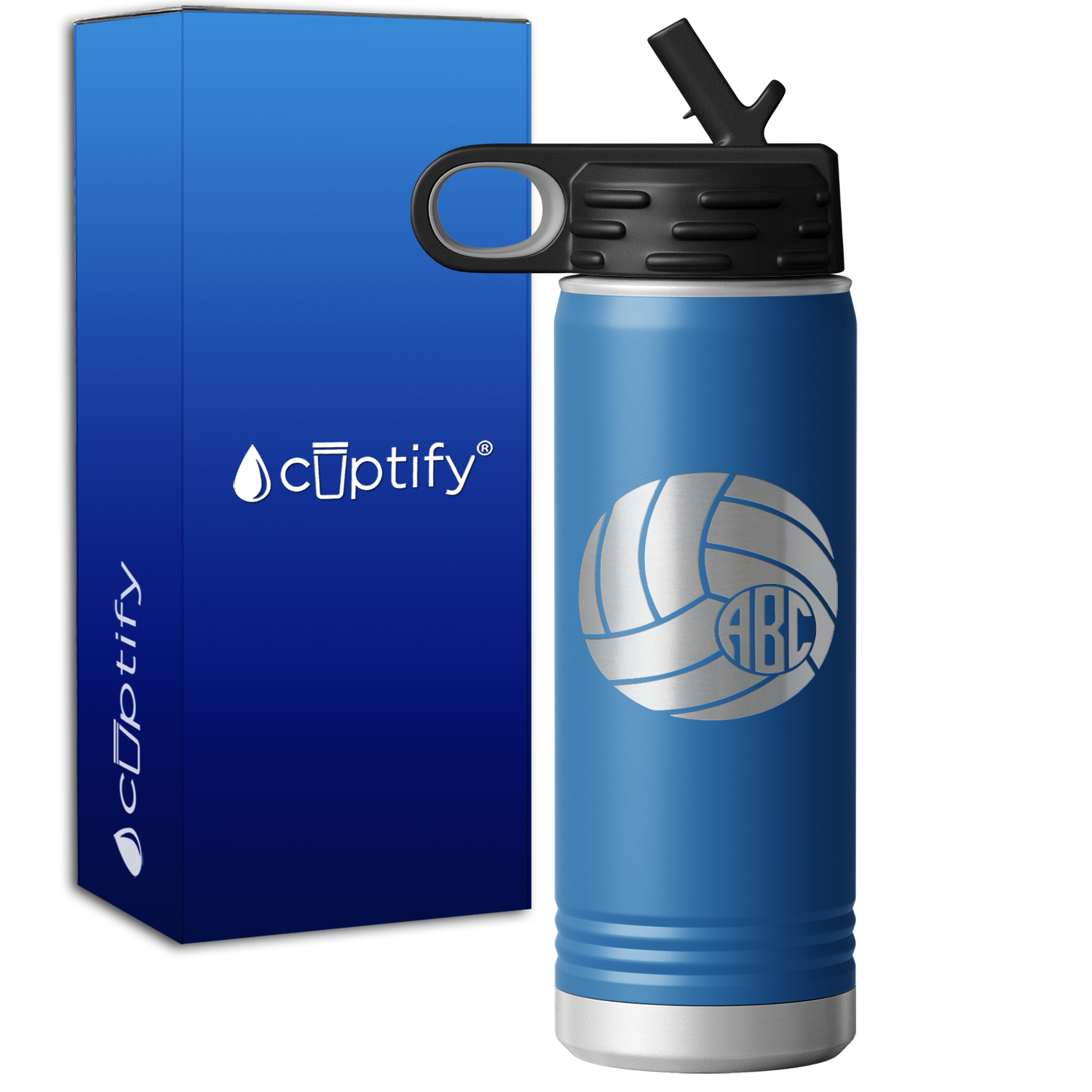 Personalized Circle Monogram Volleyball  20oz Sport Water Bottle