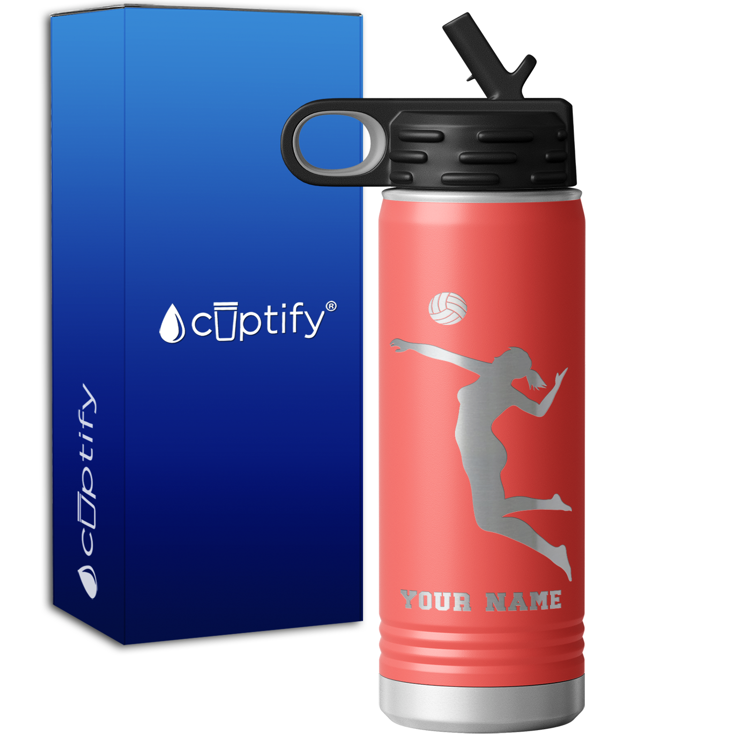 Personalized Jumping Volleyball Girl 20oz Sport Water Bottle