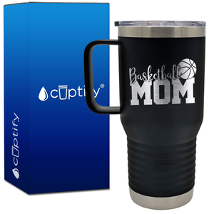 Basketball Mom Slanted 20oz Basketball Travel Mug