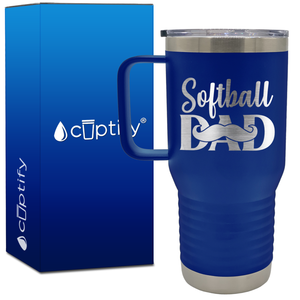 Softball Dad Mustache 20oz Softball Travel Mug