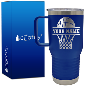 Personalized Basketball and Net 20oz Basketball Travel Mug