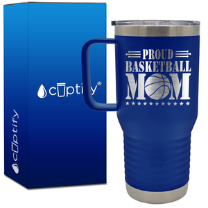Proud Basketball Mom 20oz Basketball Travel Mug