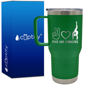 Peace Love Gymnastics 20oz Gymnastics Travel Mug