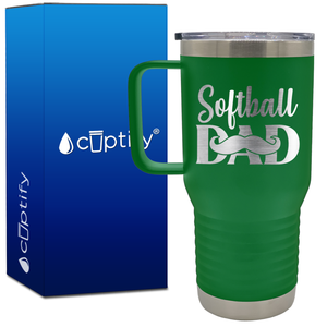 Softball Dad Mustache 20oz Softball Travel Mug