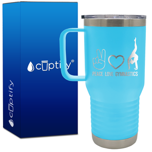 Peace Love Gymnastics 20oz Gymnastics Travel Mug