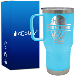 Personalized Basketball and Net 20oz Basketball Travel Mug