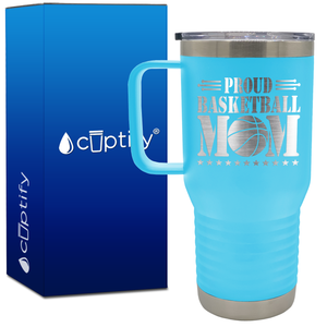 Proud Basketball Mom 20oz Basketball Travel Mug