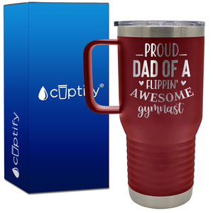 Proud Dad of a Flippin' Awesome Gymnast 20oz Gymnastics Travel Mug