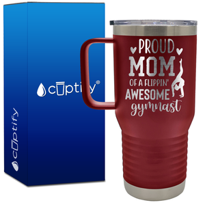 Proud Mom of a Flippin' Awesome Gymnast 20oz Gymnastics Travel Mug