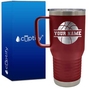 Personalized Basketball 20oz Basketball Travel Mug
