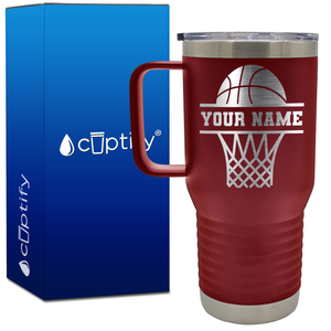Personalized Basketball and Net 20oz Basketball Travel Mug