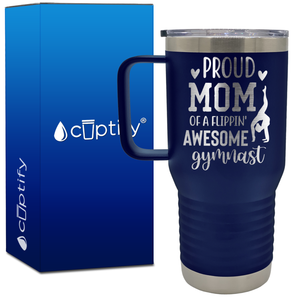 Proud Mom of a Flippin' Awesome Gymnast 20oz Gymnastics Travel Mug