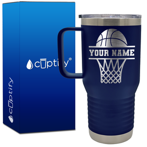 Personalized Basketball and Net 20oz Basketball Travel Mug