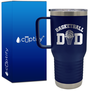 Basketball Dad Ball and Net 20oz Basketball Travel Mug