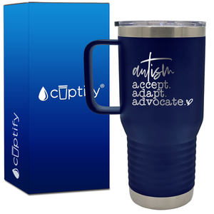 Autism Accept Adapt Advocate 20oz Autism Travel Mug