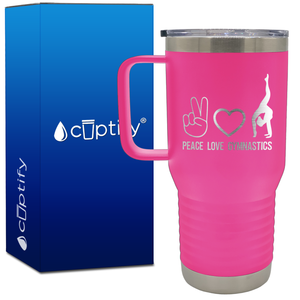Peace Love Gymnastics 20oz Gymnastics Travel Mug