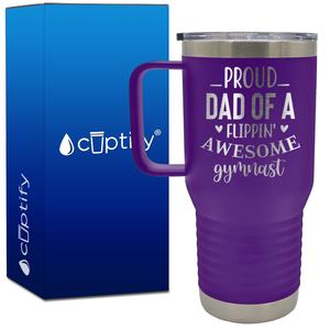 Proud Dad of a Flippin' Awesome Gymnast 20oz Gymnastics Travel Mug
