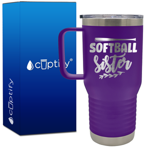 Softball Sister 20oz Softball Travel Mug