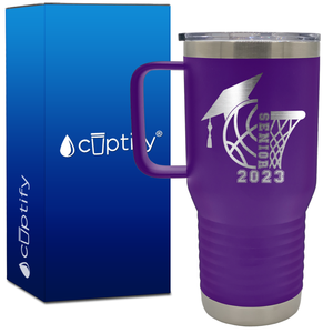 Basketball Senior with Grad Cap 20oz Basketball Travel Mug