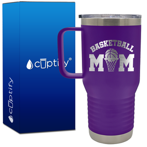 Basketball Mom Ball and Net 20oz Basketball Travel Mug
