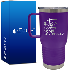Autism Accept Adapt Advocate 20oz Autism Travel Mug