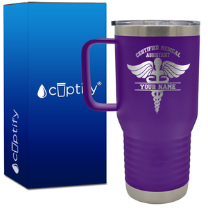 Personalized Certified Medical Assistant Stethoscope 20oz CMA Travel Mug