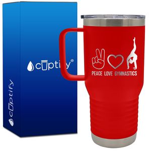 Peace Love Gymnastics 20oz Gymnastics Travel Mug