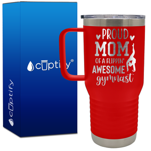 Proud Mom of a Flippin' Awesome Gymnast 20oz Gymnastics Travel Mug