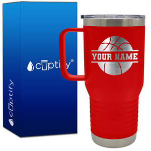 Personalized Basketball 20oz Basketball Travel Mug
