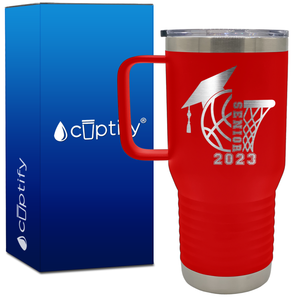 Basketball Senior with Grad Cap 20oz Basketball Travel Mug