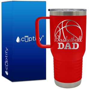 Basketball Dad Big Half Ball 20oz Basketball Travel Mug