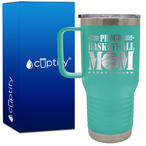 Proud Basketball Mom 20oz Basketball Travel Mug