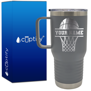 Personalized Basketball and Net 20oz Basketball Travel Mug