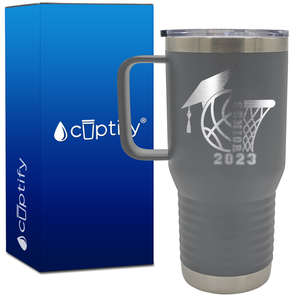 Basketball Senior with Grad Cap 20oz Basketball Travel Mug