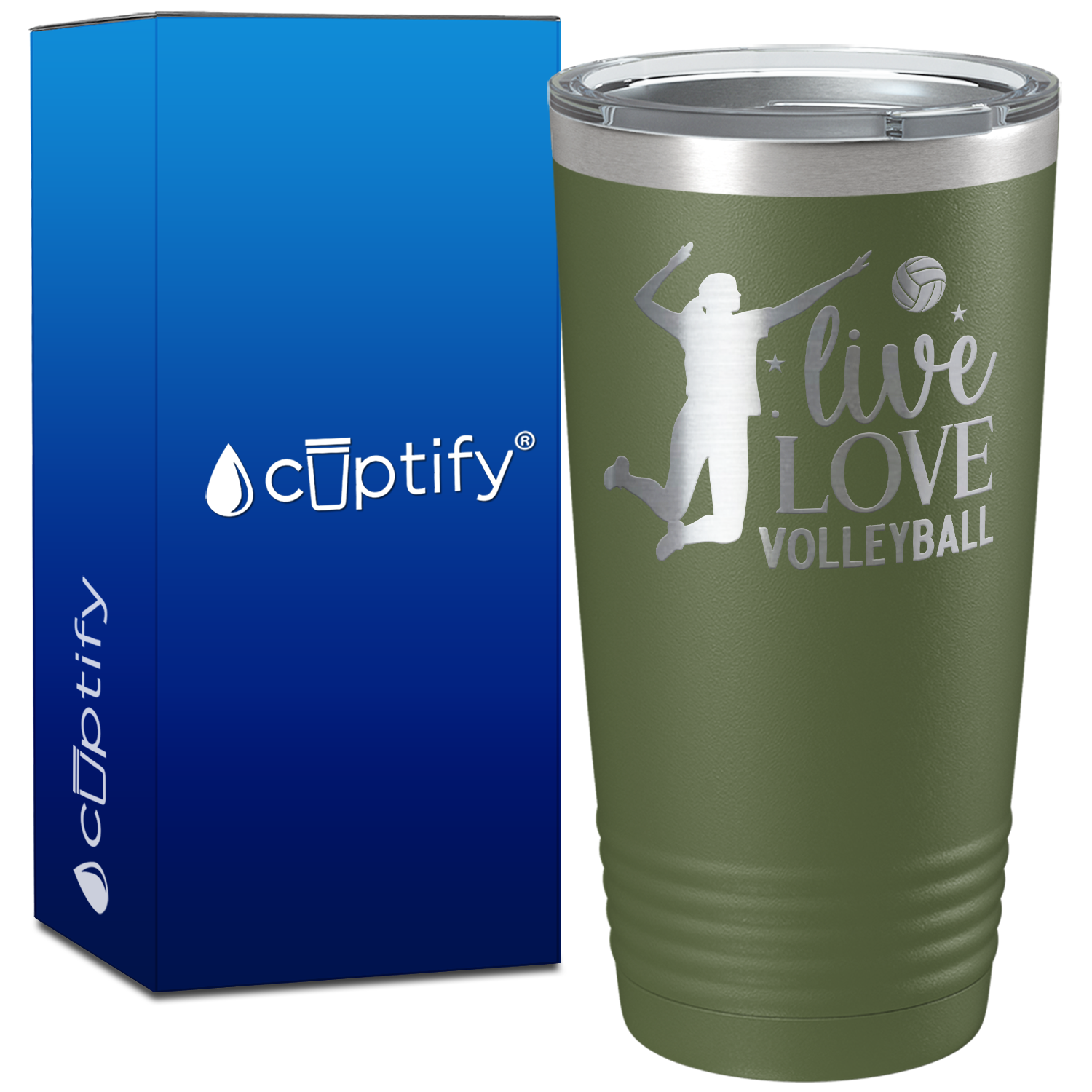 Live Love Volleyball with Player on 20oz Volleyball Tumbler