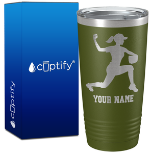 Personalized Female Baseball Pitcher on 20oz Tumbler