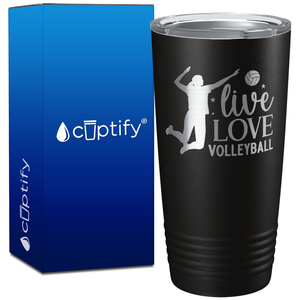 Live Love Volleyball with Player on 20oz Volleyball Tumbler