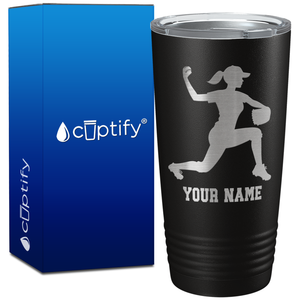 Personalized Female Baseball Pitcher on 20oz Tumbler